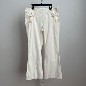 Banana Republic Martin Fit White Flare Leg Sailor Pants Women's Size 6P Petite‎